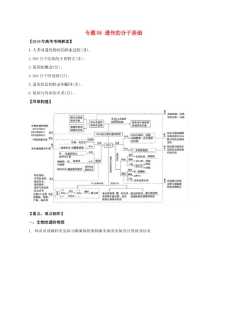 高考生物 考纲解读与热点难点突破 专题06 遗传的分子基础教学案-人教版高三全册生物教学案