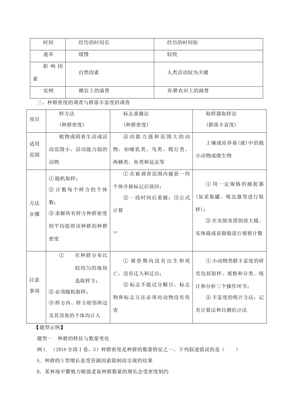 高考生物 考纲解读与热点难点突破 专题12 种群和群落教学案-人教版高三全册生物教学案_第2页