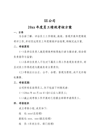 年度员工绩效考核方案