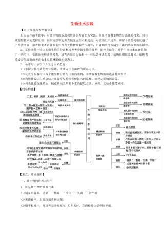 高考生物 考纲解读与热点难点突破 专题15 生物技术实践教学案-人教版高三全册生物教学案