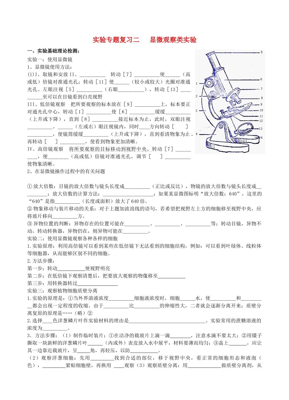 高考生物 实验二 显微观察类实验素材_第1页