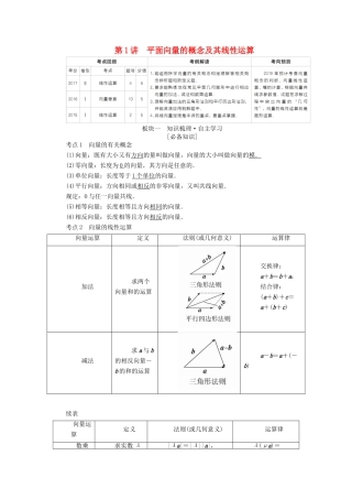 （全国版）高考数学一轮复习 第4章 平面向量 第1讲 平面向量的概念及其线性运算学案-人教版高三全册数学学案
