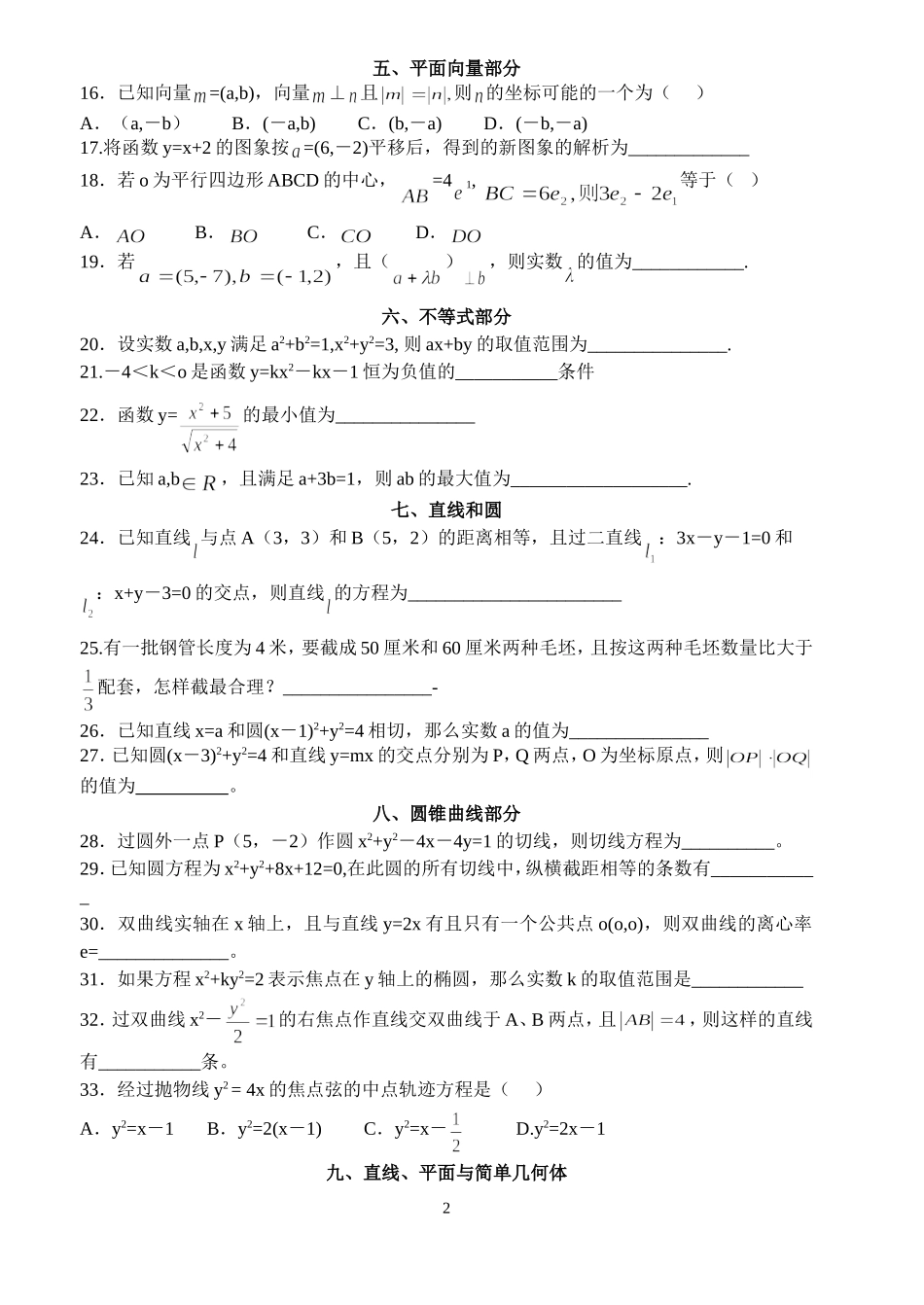 高考数学考前必看系列材料之四  错题重做篇_第2页