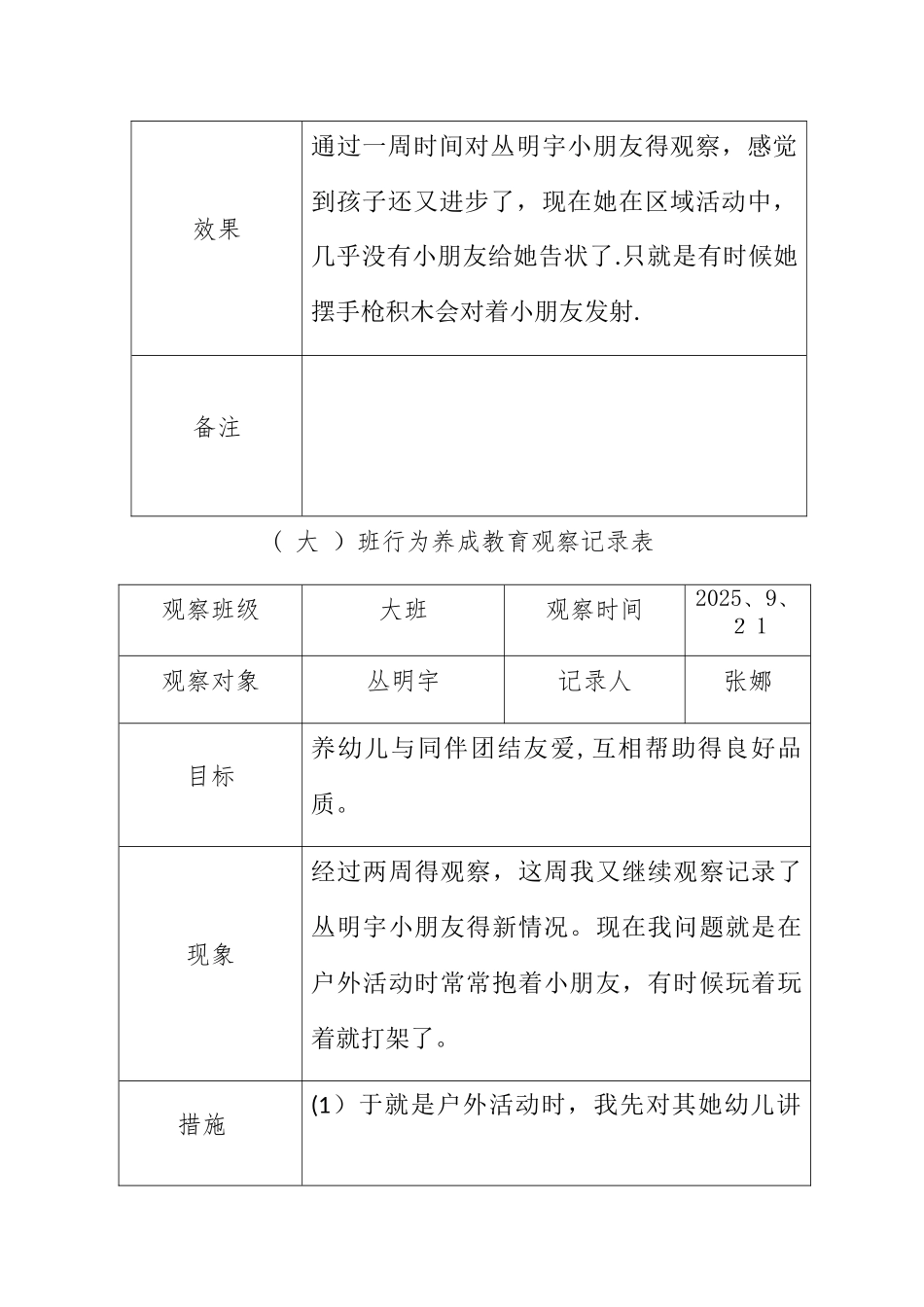 幼儿行为习惯养成记录观察表_第3页