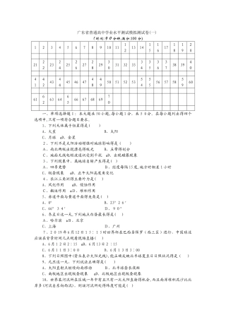 广东省普通高中学业水平测试模拟测试卷