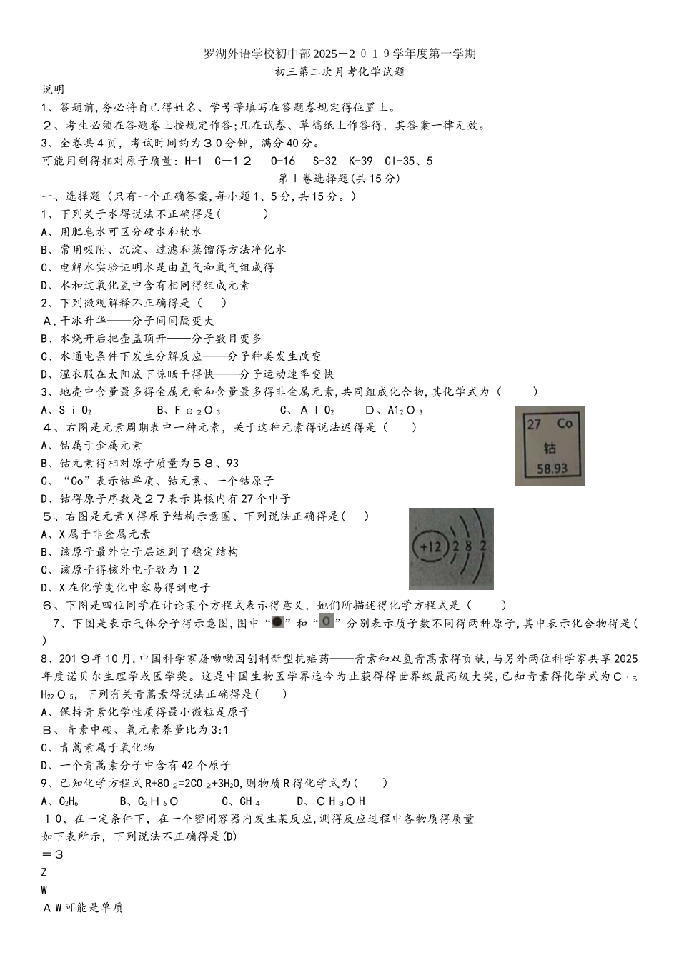 广东省深圳市罗外－2025学年第一学期九年级上学期第二次月考_第1页
