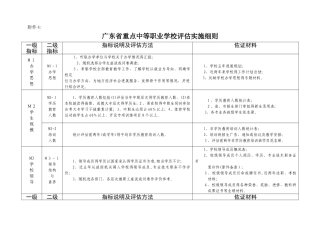广东省重点中等职业学校评估实施细则