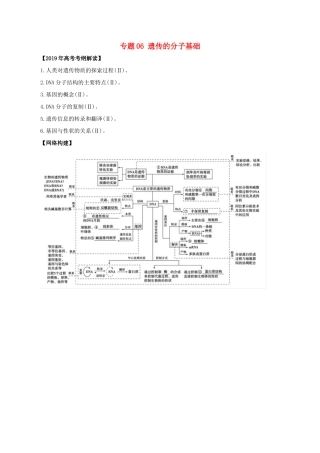 高考生物考 纲解读与热点难点突破 专题06 遗传的分子基础教学案-人教版高三全册生物教学案