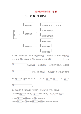 高考数学知识总结精华版-导 数学案 新人教版