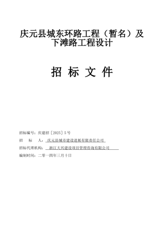 庆元县城东环路工程及下滩路工程设计招标文件