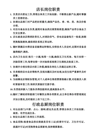 店长岗位职责