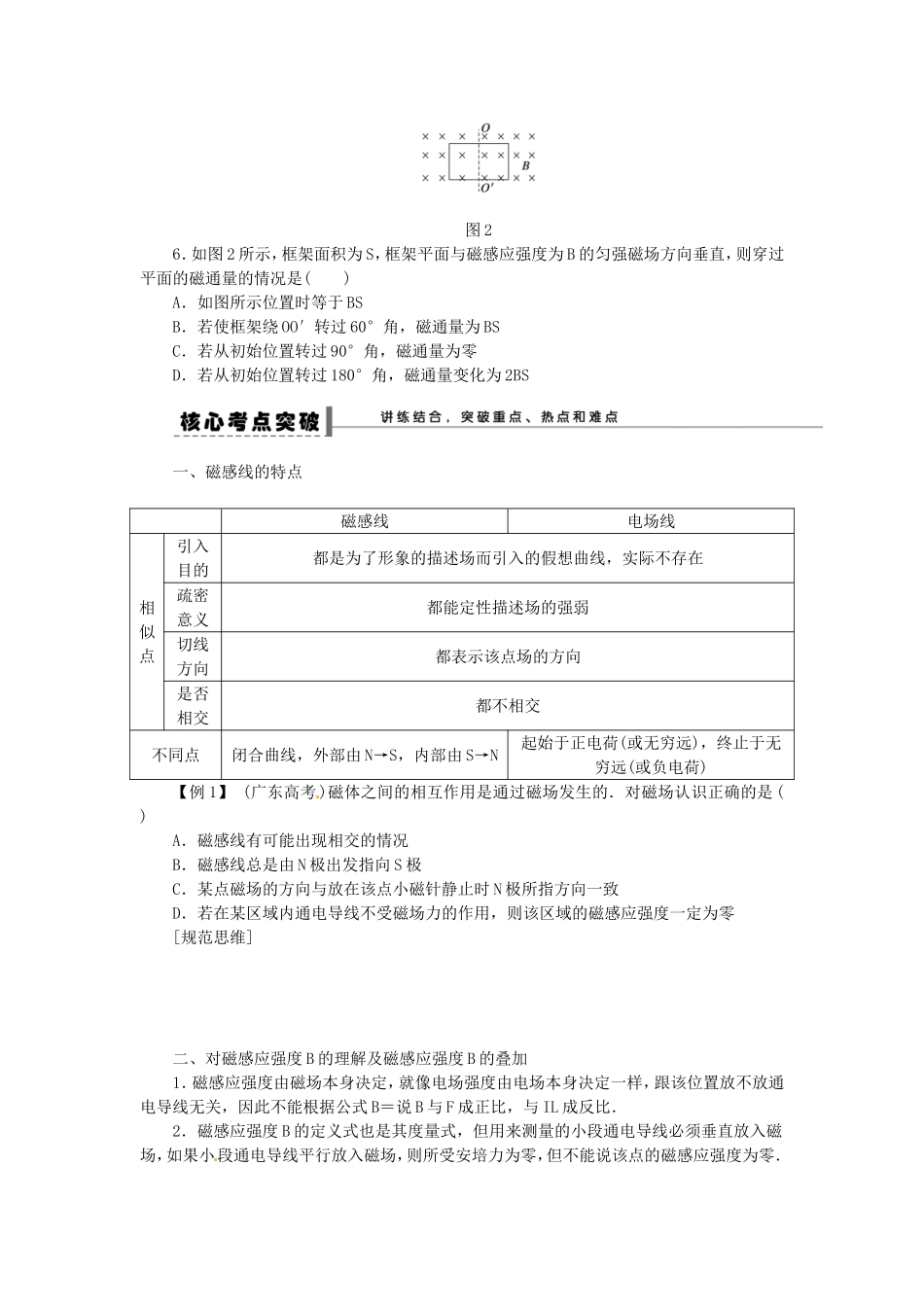 高考物理 磁场及其描述复习学案-人教版高三全册物理学案_第2页