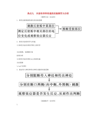 高考生物艺考生大二轮总复习 热点九 兴奋传导和传递的实验探究与分析教学案-人教版高三全册生物教学案