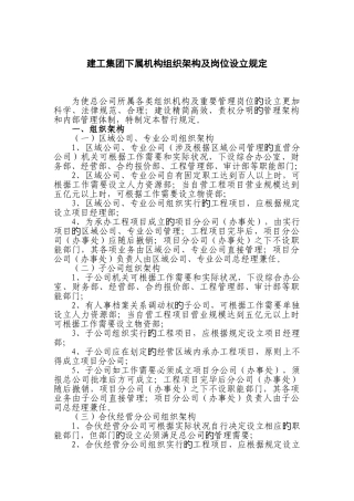 建工集团下属机构组织架构及岗位设置规定