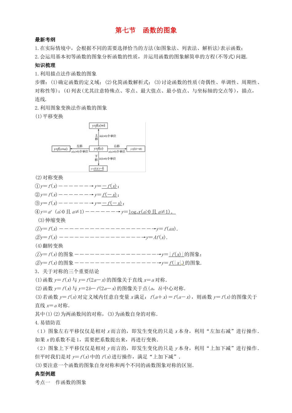 高考数学总复习 专题2.7 函数的图象导学案 理-人教版高三全册数学学案_第1页