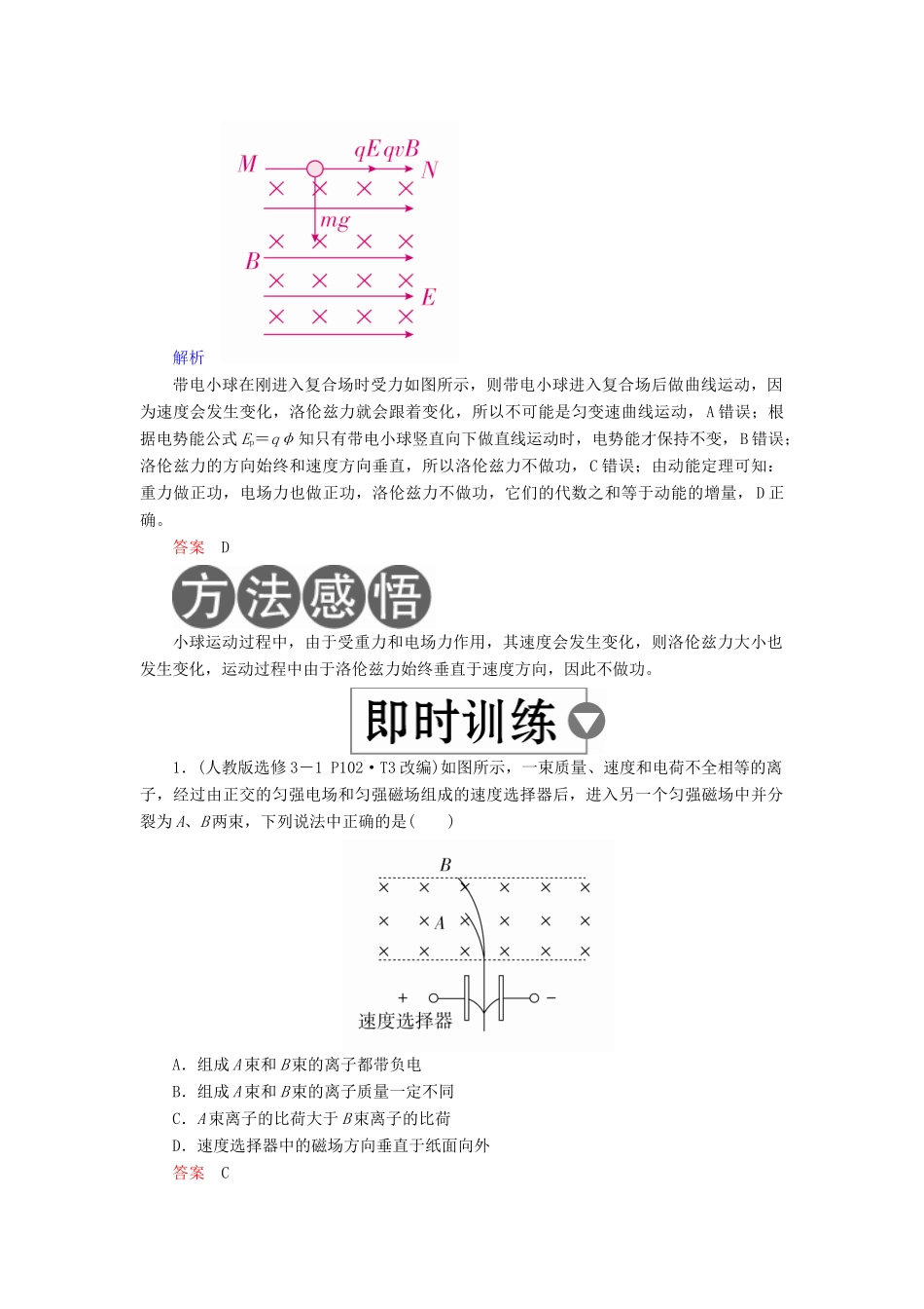 （全国版）高考物理一轮复习 第10章 磁场 第37课时 磁场对运动电荷的作用学案-人教版高三全册物理学案_第2页