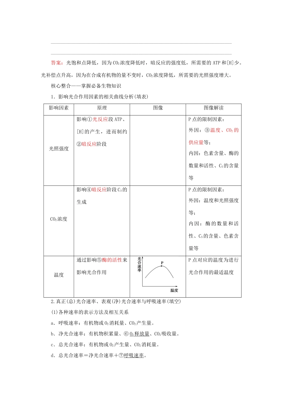高考生物艺考生大二轮总复习 上篇 专题二 细胞的代谢 第4讲 细胞呼吸与光合作用 高频命题点2 影响光合作用的环境因素曲线分析教学案-人教版高三全册生物教学案_第3页