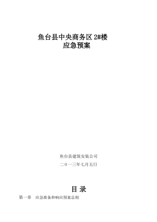 建筑工程施工现场应急预案定稿大学论文