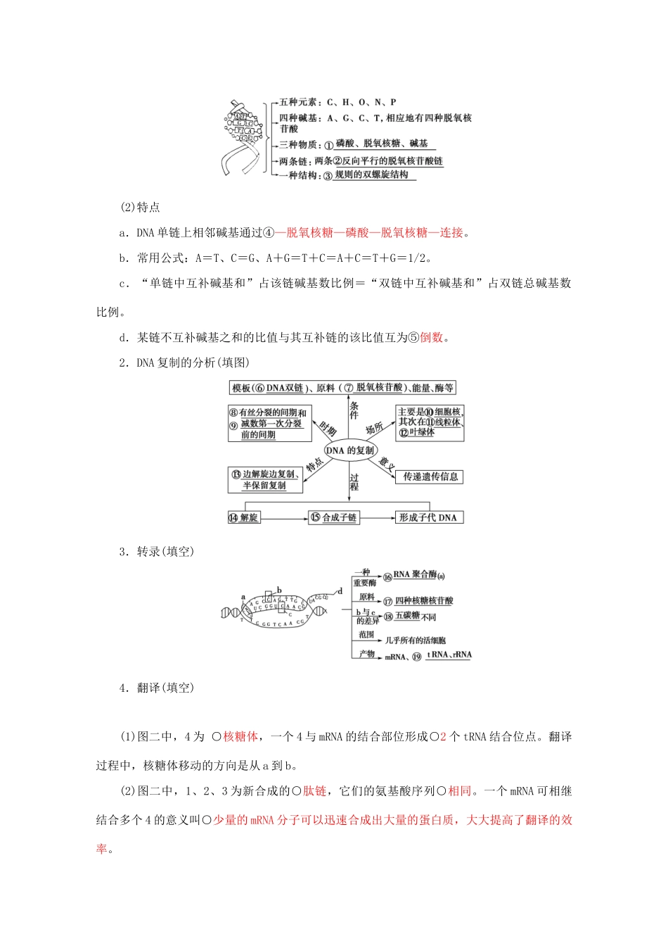 高考生物艺考生大二轮总复习 上篇 专题四 遗传的分子基础 第6讲 遗传的分子基础 高频命题点2 遗传信息的传递与表达教学案-人教版高三全册生物教学案_第3页