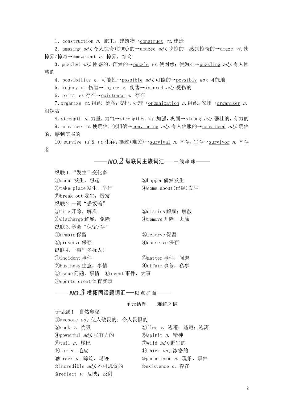 （全国版）高考英语一轮复习 Unit 1 Tales of the unexplained学案（含解析）牛津译林版必修2-牛津版高三必修2英语学案_第2页