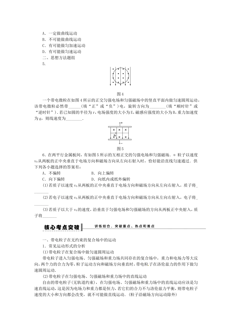 高考物理 带电粒子在复合场中的运动复习学案-人教版高三全册物理学案_第2页
