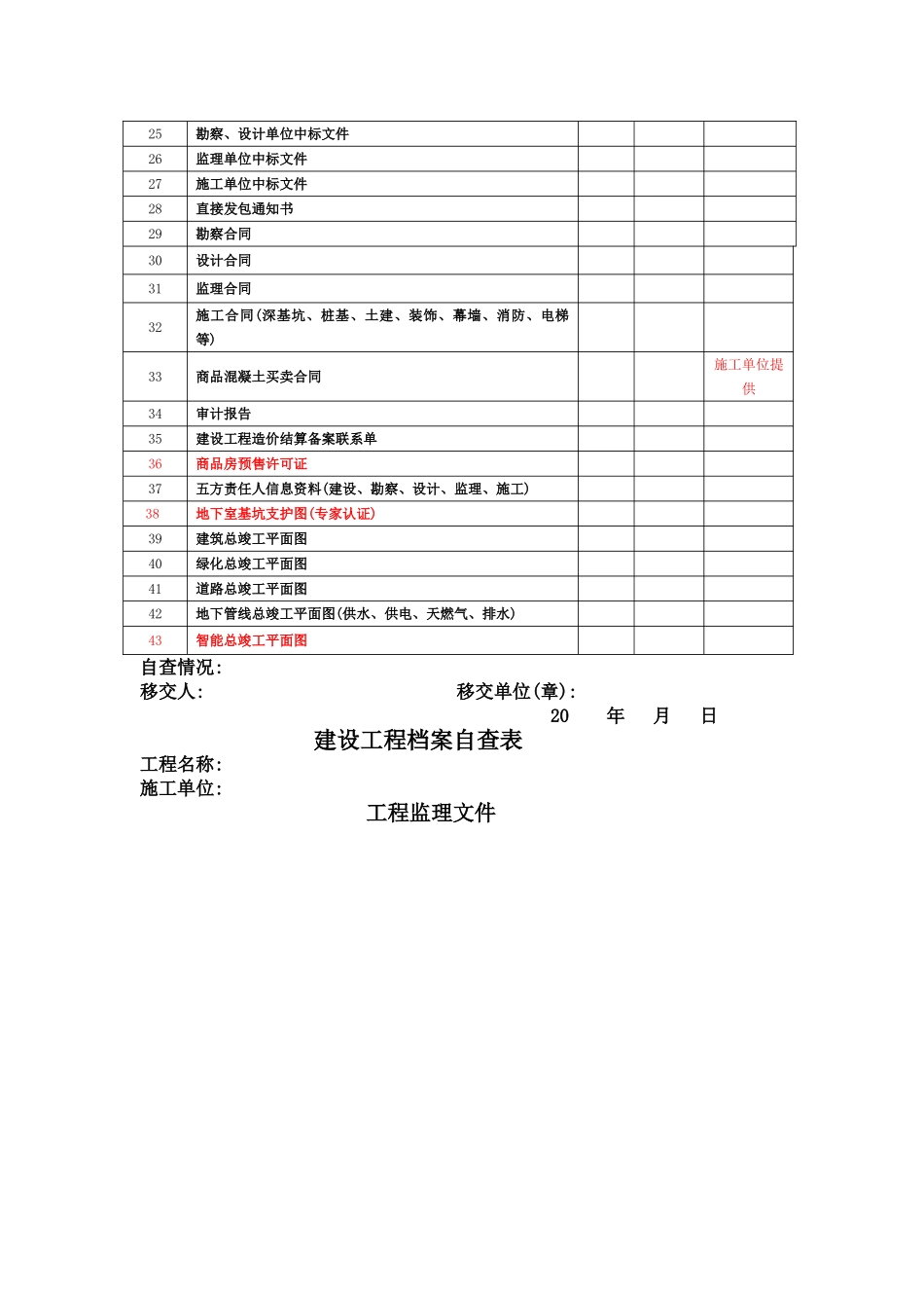 建设工程档案自查表_第2页