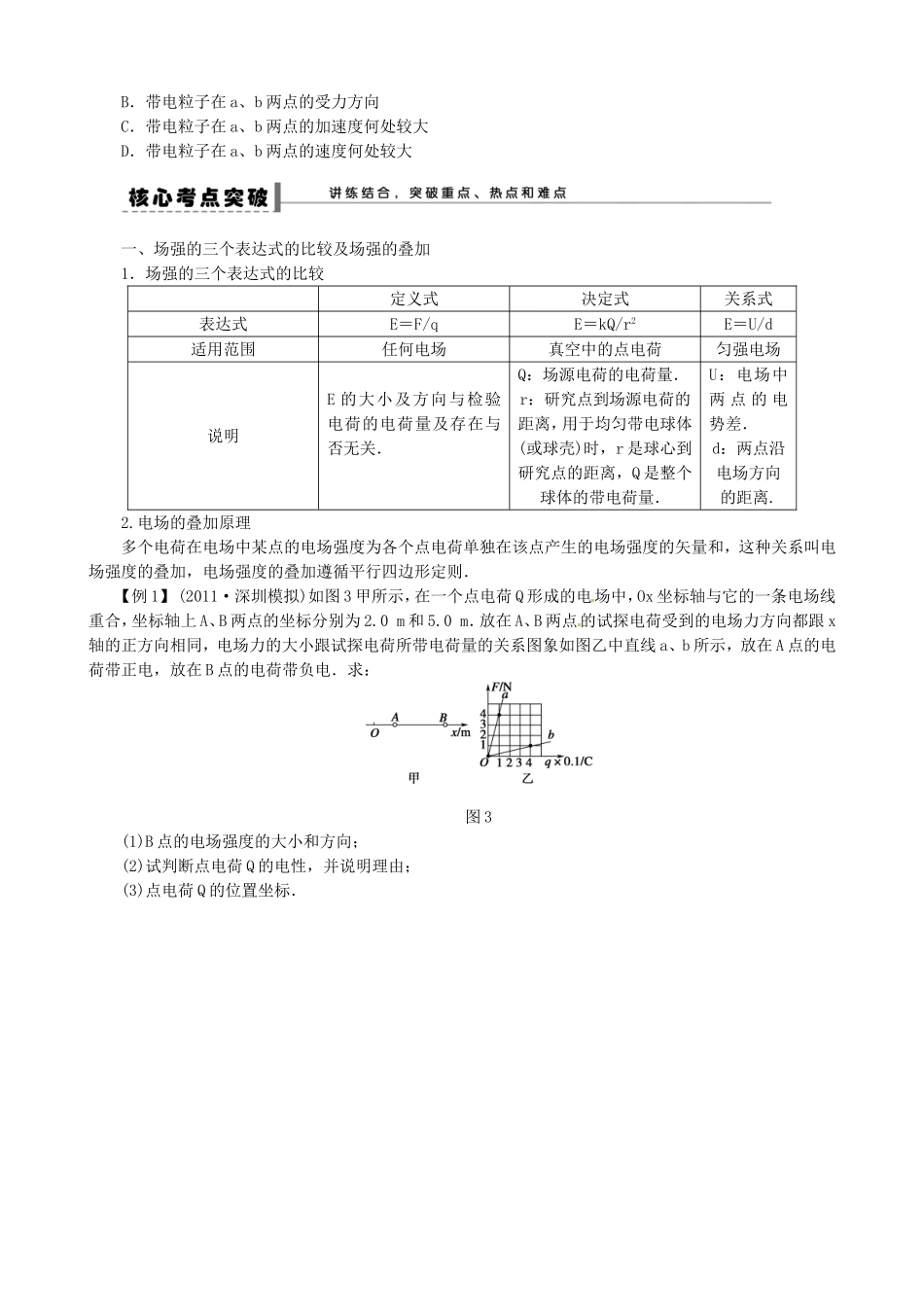 高考物理 电场强度和电场线复习学案-人教版高三全册物理学案_第2页