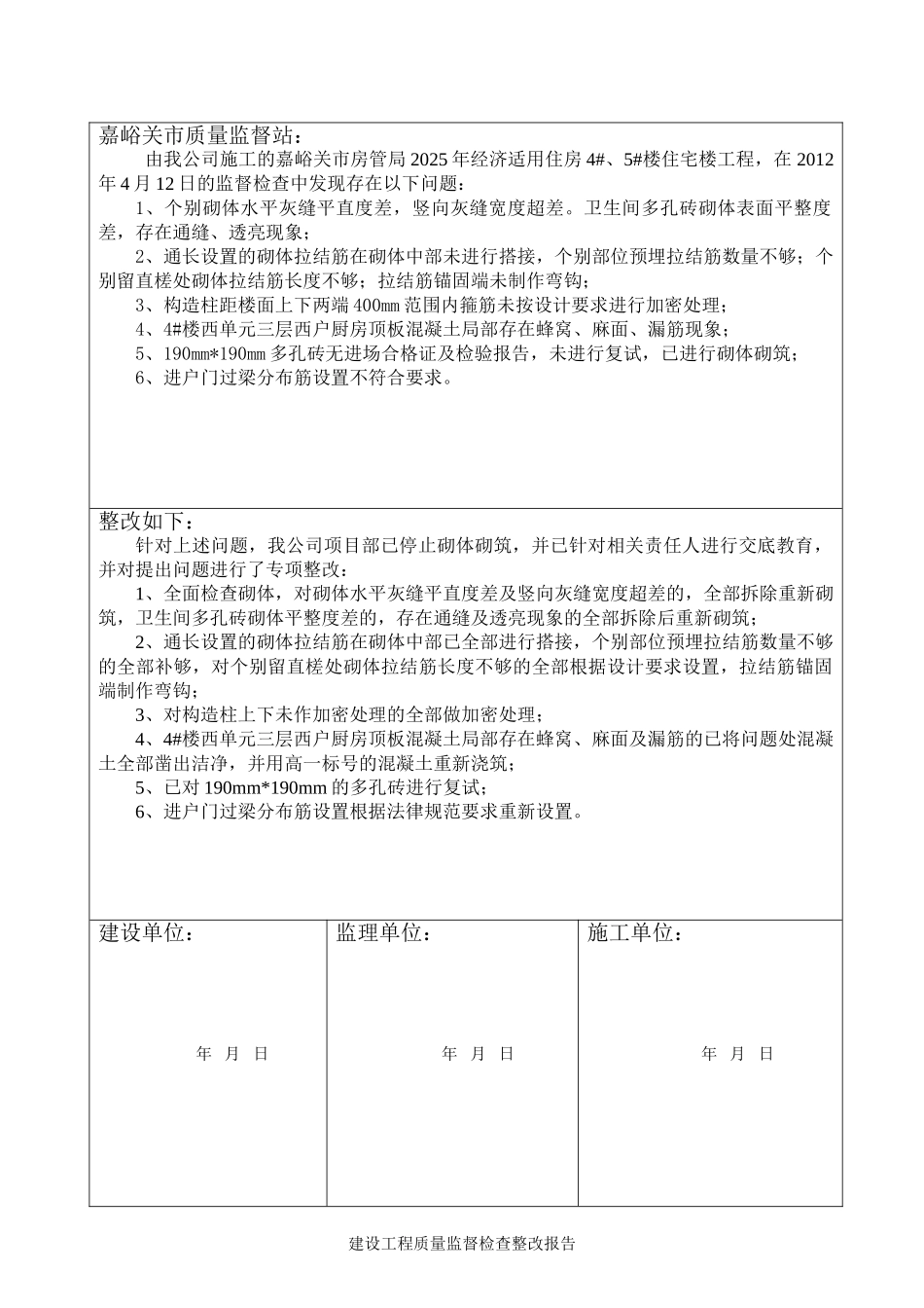 建设工程质量监督检查整改报告本科论文_第2页