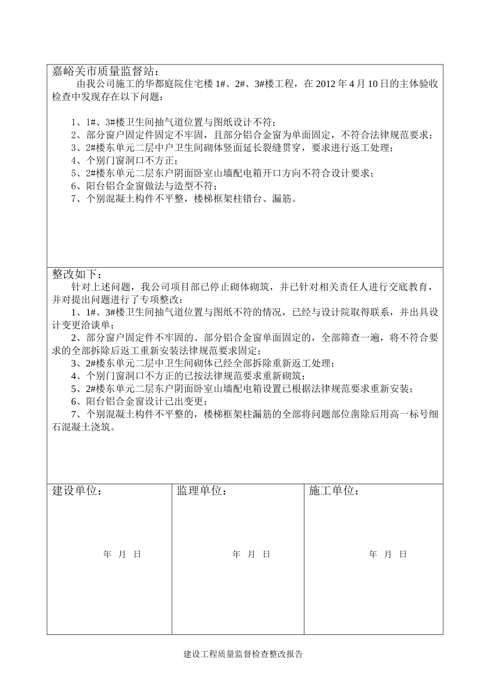 建设工程质量监督检查整改报告本科论文_第3页