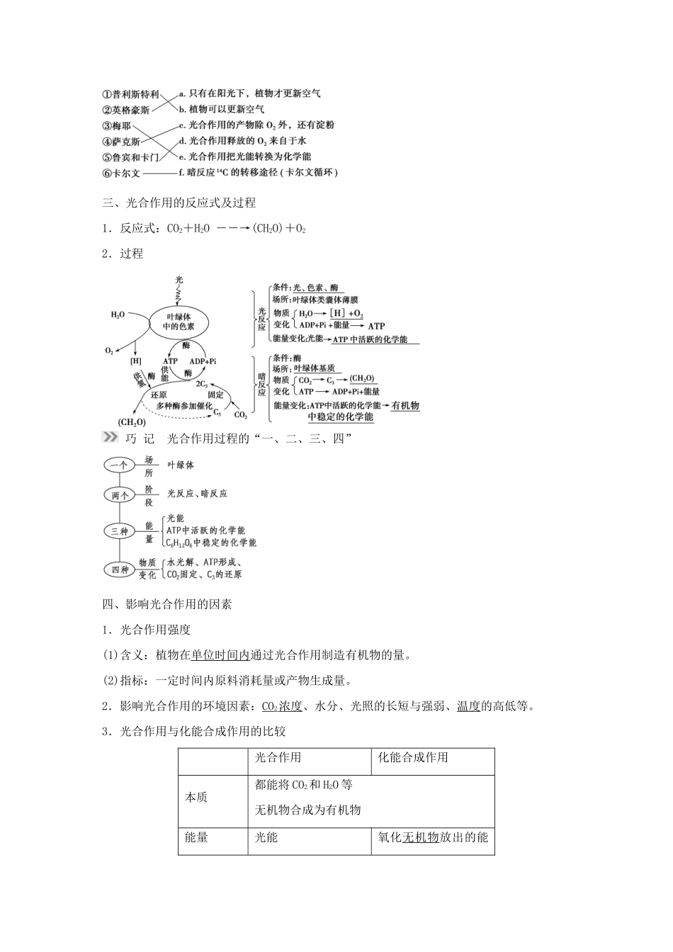 高考生物总复习 第3单元 第10讲能量之源学案-人教版高三全册生物学案_第2页