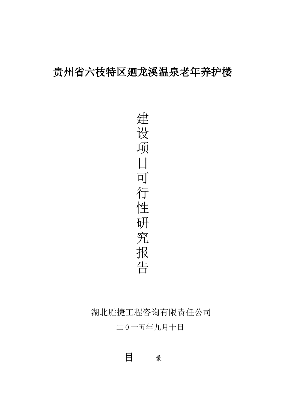 廻龙溪温泉老年养护楼建设可行性研究报告书_第1页