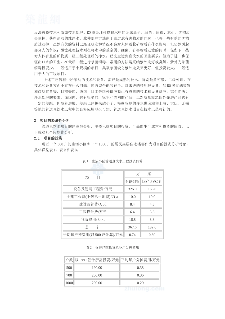 开展管道直饮水项目的可行性分析报告_第2页