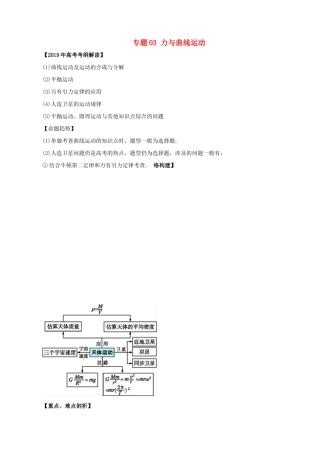 高考物理 考纲解读与热点难点突破 专题03 力与曲线运动教学案-人教版高三全册物理教学案