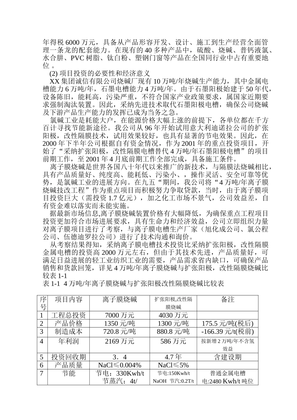引进4万吨年离子膜烧碱技改工程可行性研究报告_第3页