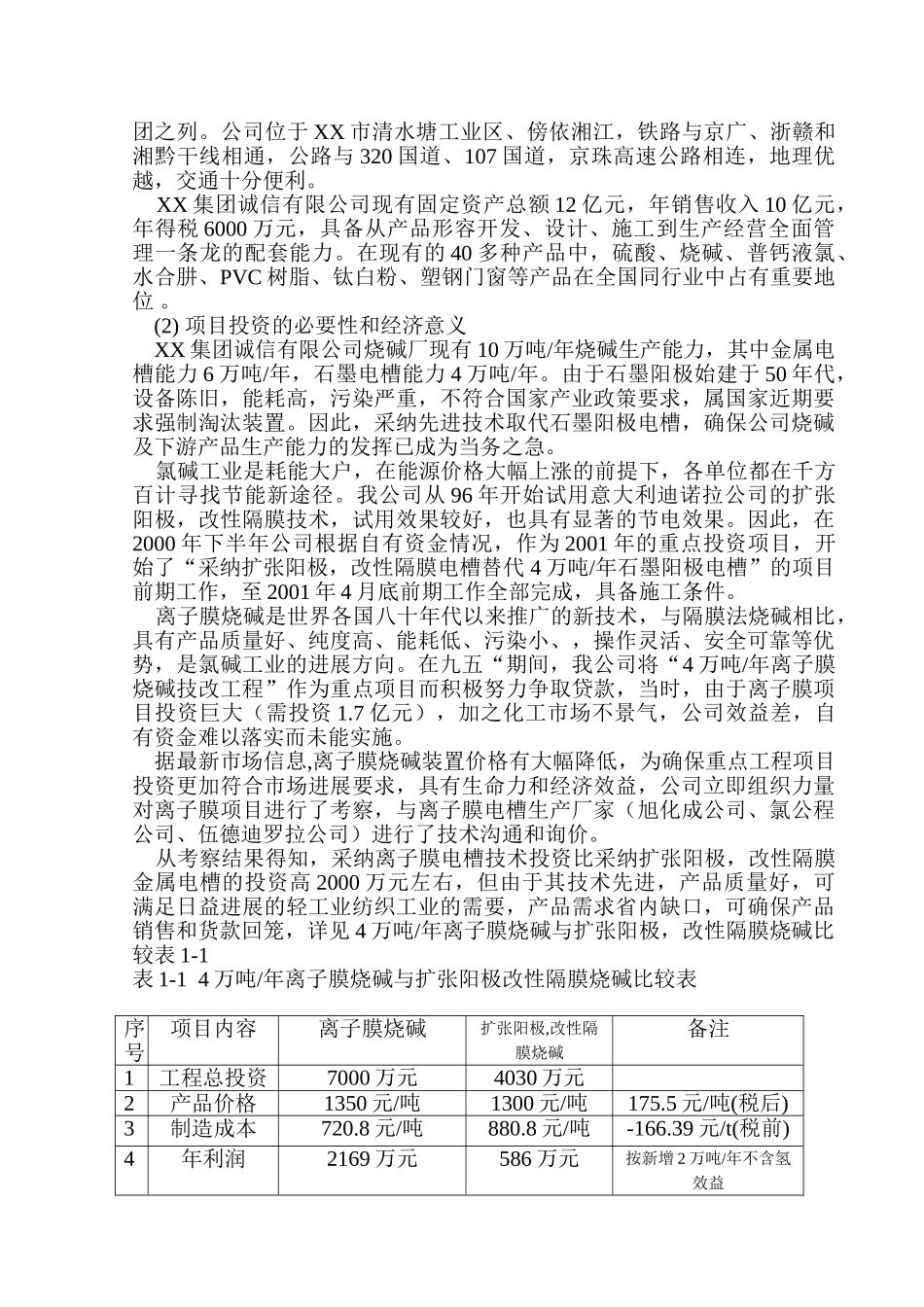引进4万吨年离子膜烧碱技改工程项目建设项目可行性研究报告_第3页