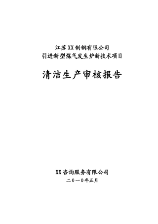 引进新型煤气发生炉新技术项目清洁生产审核报告-毕业论文