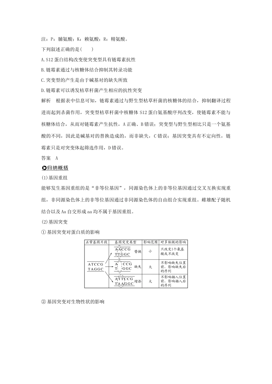 高考生物总复习 第二部分 选择题必考五大专题 专题四 生物的变异与进化 第7讲 生物的变异学案-人教版高三全册生物学案_第2页