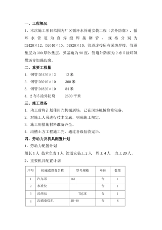 循环水管道安装方案