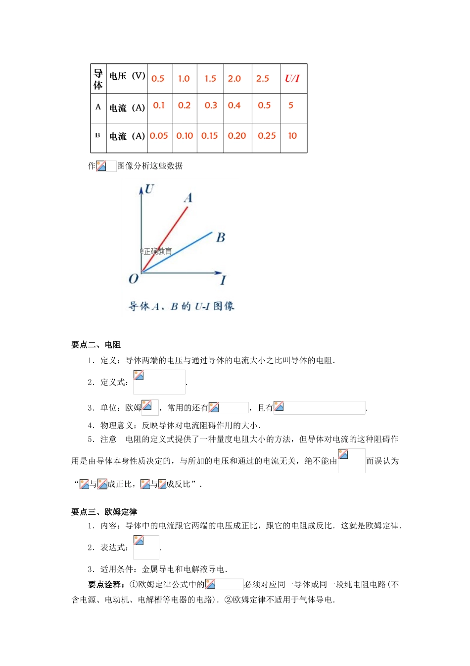 高考物理 考前复习利器之静电场和电路 专题3 直流电路 部分电路欧姆定律学案-人教版高三全册物理学案_第2页