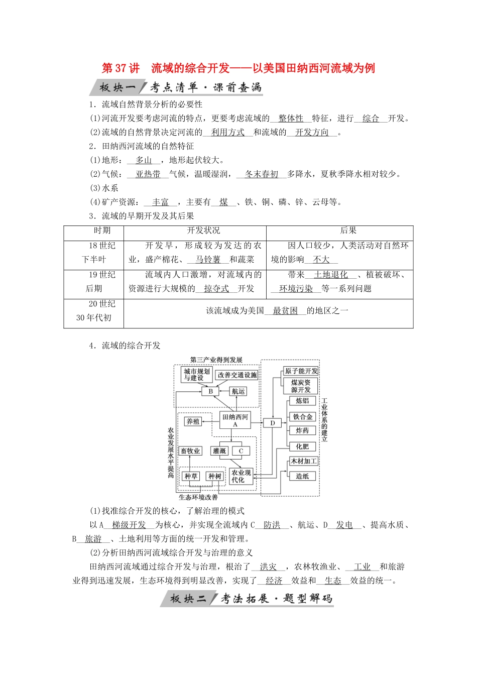 （全国通用版）高考地理大一轮复习 第十五章 区域自然资源综合开发利用 第37讲 流域的综合开发优选学案-人教版高三全册地理学案_第1页