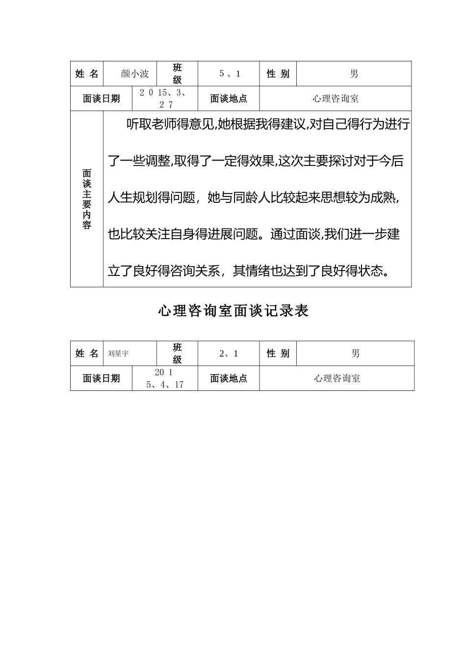 心理咨询室面谈记录表 _第3页