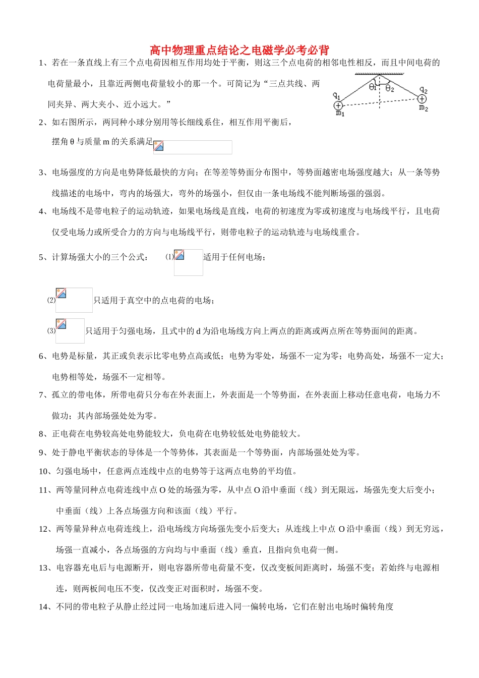高考物理 重点结论之电磁学必考必背素材 新人教版_第1页