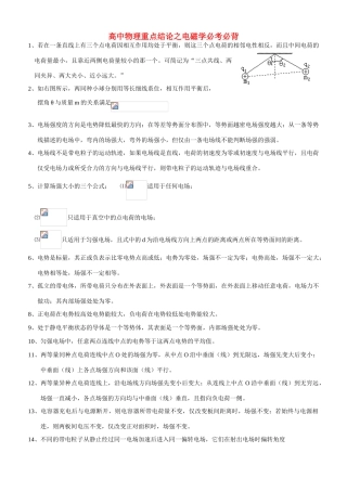 高考物理 重点结论之电磁学必考必背素材 新人教版