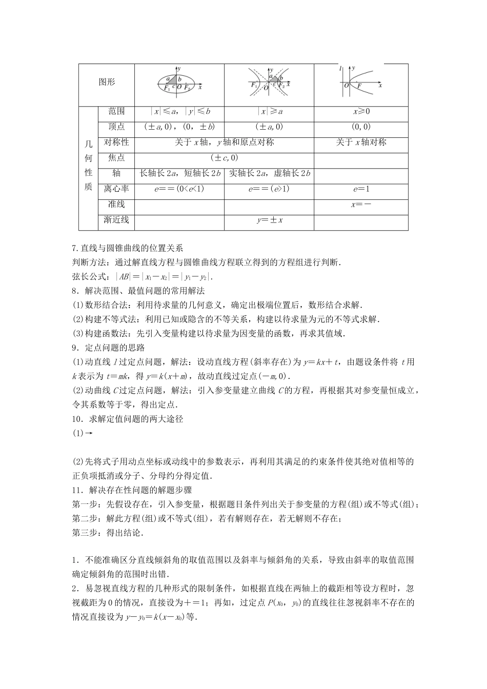 （全国通用版）高考数学二轮复习 板块四 考前回扣 回扣7 解析几何学案 文-人教版高三全册数学学案_第2页