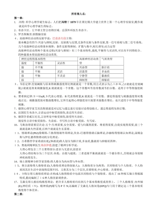 心理学理论部分人名及其相关