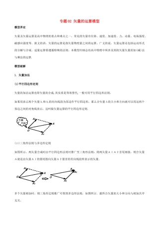 高考物理 模型系列之算法模型 专题02 矢量的运算模型学案-人教版高三全册物理学案