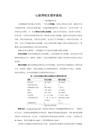 心脏的电生理学基础