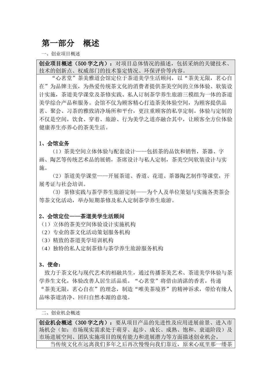 心茗堂茶美雅道会馆项目创业计划书_第2页