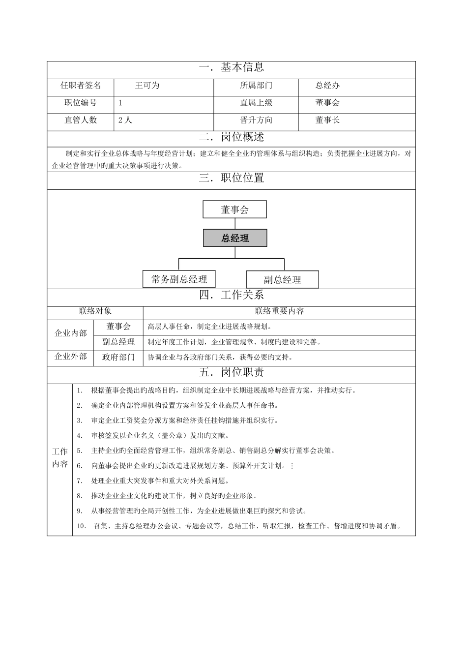 总经理岗位职责范本_第1页
