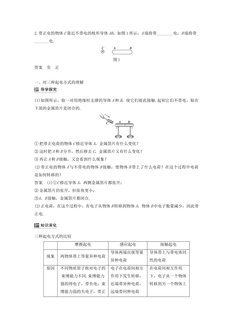 高考物理 主题1 静电场 1 电荷及其守恒定律学案（必修3）-人教版高三必修3物理学案_第2页